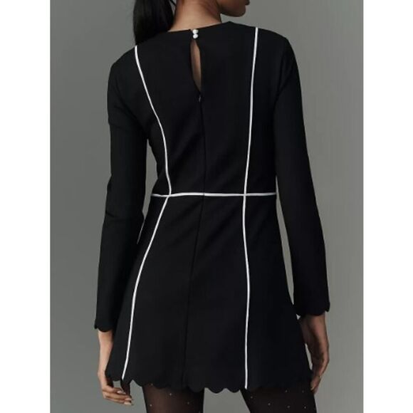 Anthropologie Maeve Square-Neck Scalloped Hem Mini Dress NWT Sz. L - Picture 4 of 9